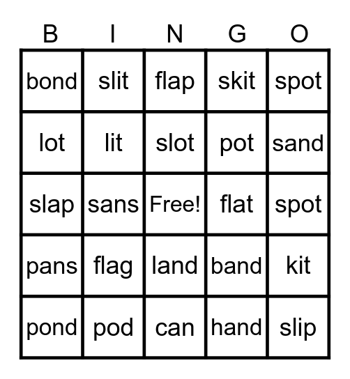 Word Work Bingo Card