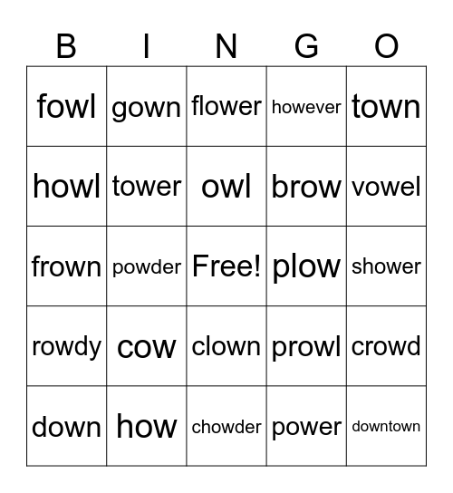 ow Bingo Card