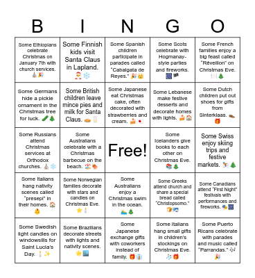 B18 L18 Some Americans watch Christmas movies together as a family tradition. 📺🎄 Bingo Card