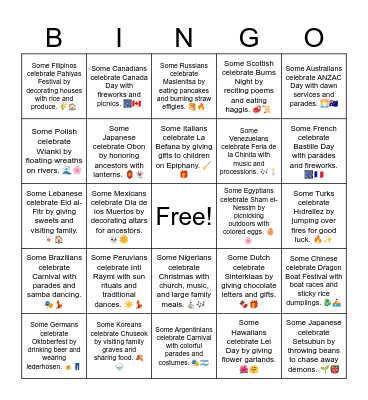 B19 L19 Some Polish celebrate Wianki by floating wreaths on rivers. 🌊🌸 Bingo Card