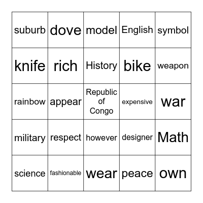 Lesson 8 『sapeurs』 Bingo Card