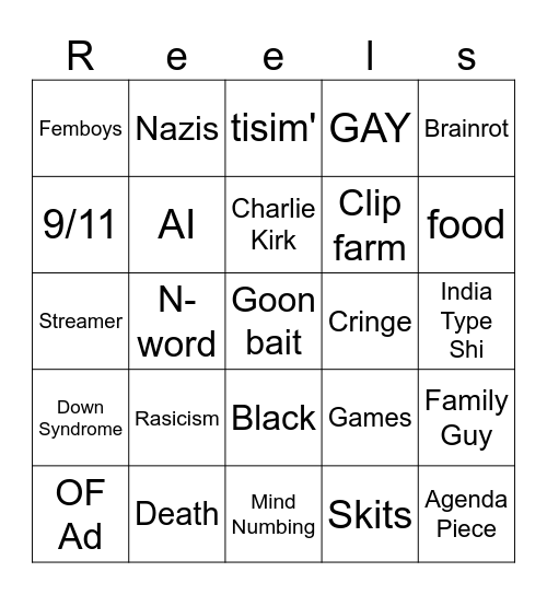 Instagram Reels Bingo Card