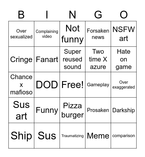 FORSAKEN BINGO Card