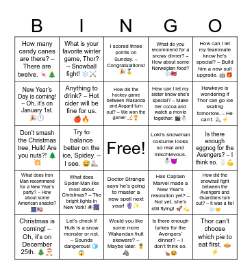 B19 Review Marvel Bingo Card