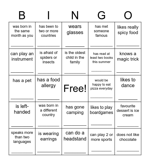 NAME BINGO Card