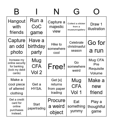 THE WINTER BREAK Bingo Card