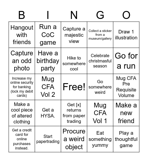 THE WINTER BREAK Bingo Card