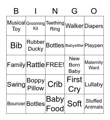 Baby Shower Bingo Card