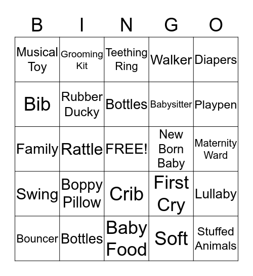 Baby Shower Bingo Card