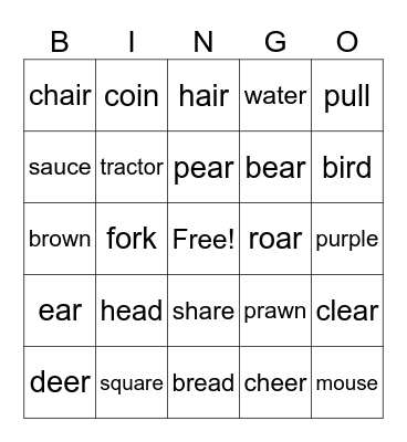 Phonics 5 for AnThOnY Bingo Card