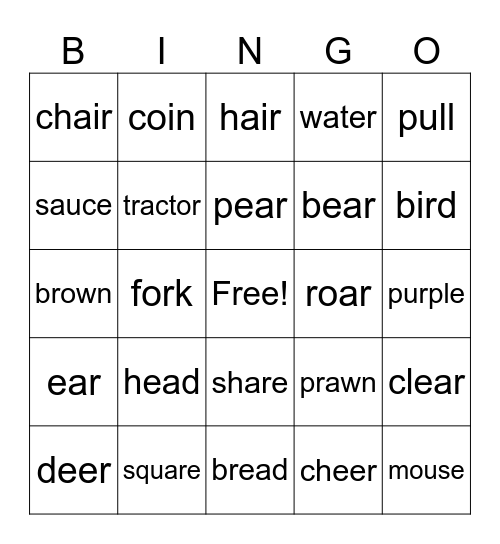 Phonics 5 for AnThOnY Bingo Card