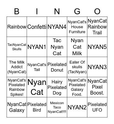 NYAN CAT BINGO!! Bingo Card