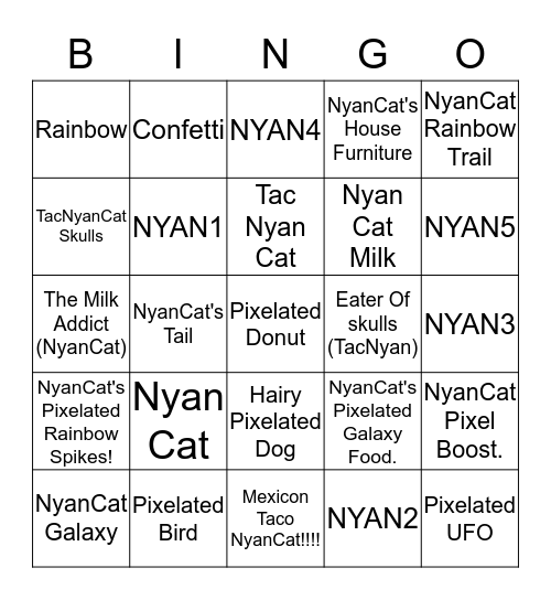 NYAN CAT BINGO!! Bingo Card