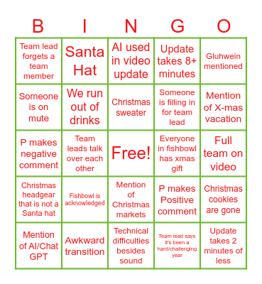 Christmas Townhall Bingo Card