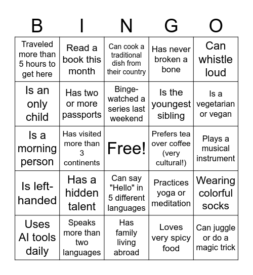 Find someone who... Bingo Card