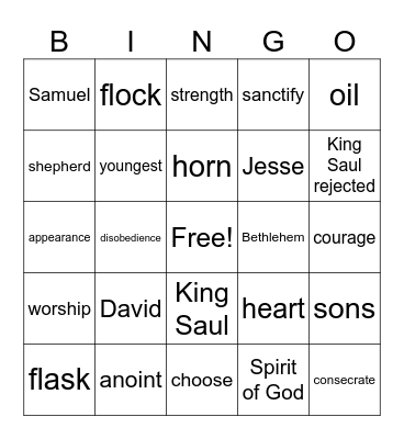 David Chosen As King Bingo Card