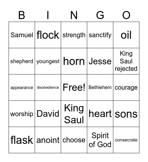 David Chosen As King Bingo Card