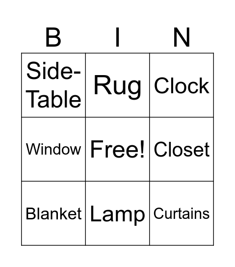 In The Bedroom Bingo Card
