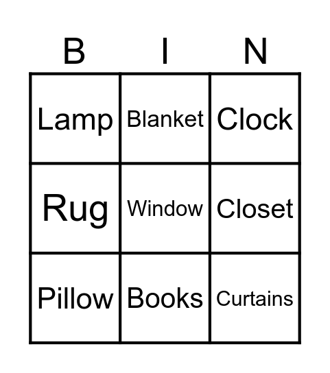 The Bedroom Bingo Card