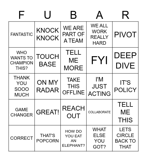 Meeting Bingo Card