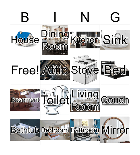 Rooms in a House Bingo Card