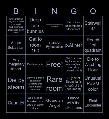 Pressure Bingo Card