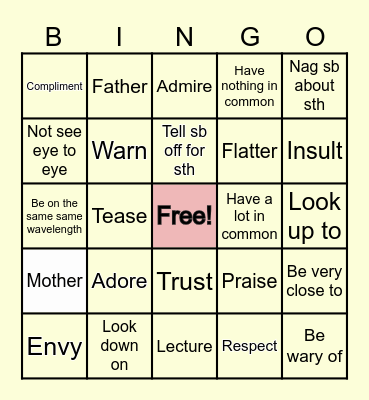 Relating to people Bingo Card