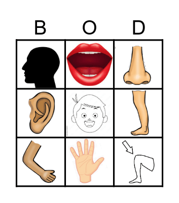 BODY PARTS Bingo Card