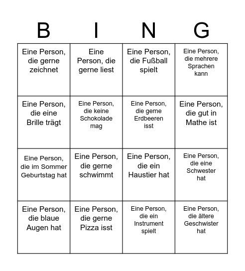 Kennenlern-Bingo Card
