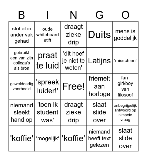 Bingo, ergo sum Bingo Card