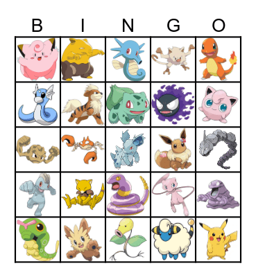 Pokemon Bingo Card