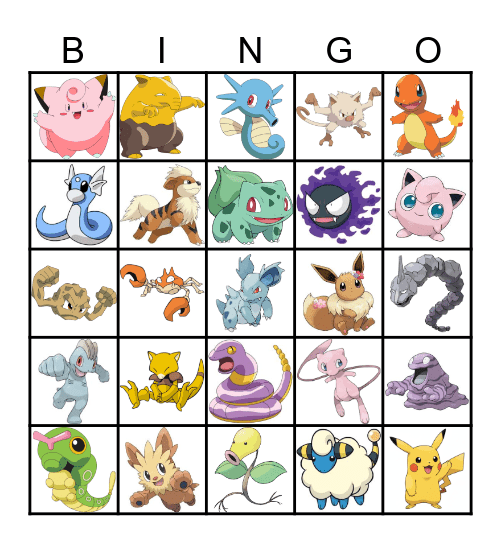 Pokemon Bingo Card