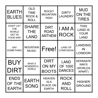 KEEP IT GROUNDED Bingo Card