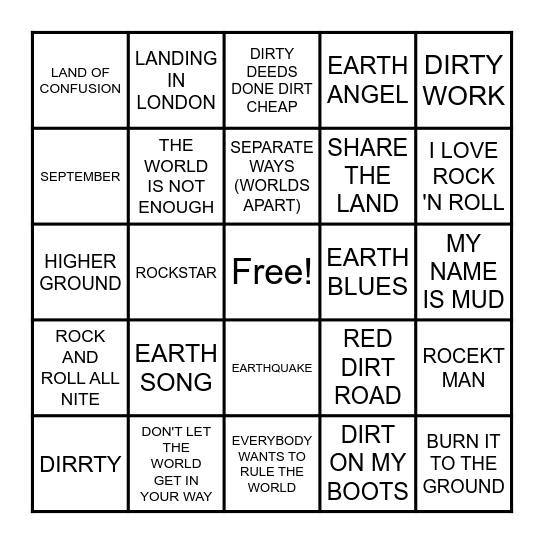 ARMY! Bingo Card