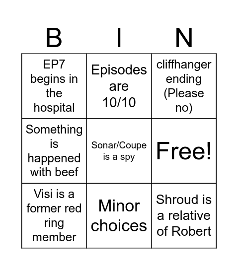 Dispatch 7 & 8 Episodes Bingo Card