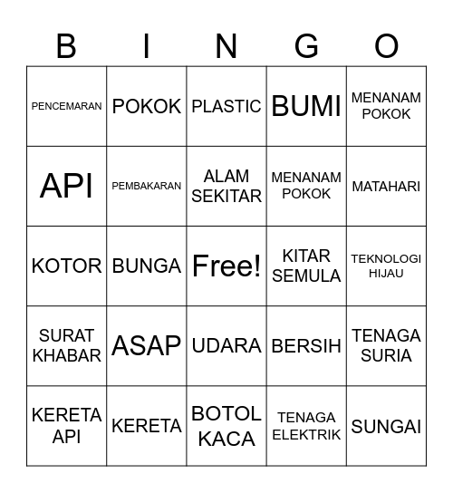 ALAM SEKITAR Bingo Card