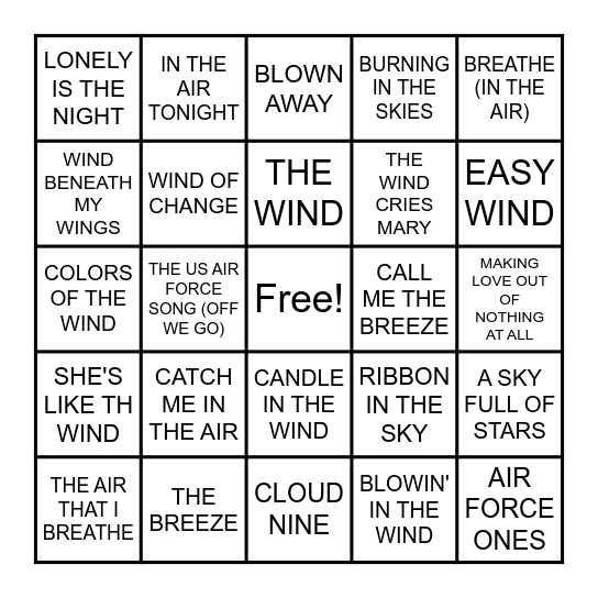 AIR FORCE! Bingo Card