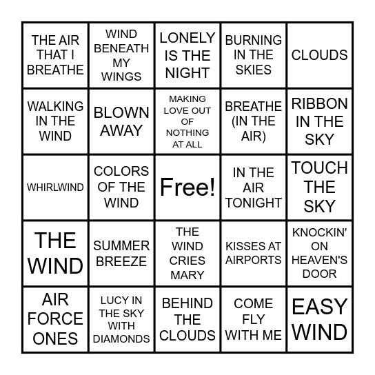 ALL ABOUT AIR Bingo Card