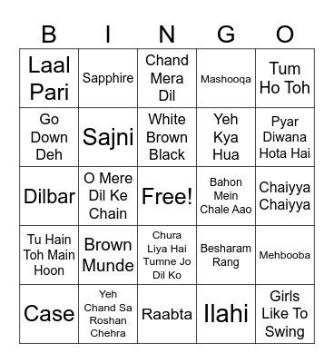 Musical Bingo Card