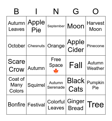 Autumn Bingo Card