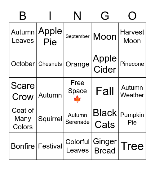 Autumn Bingo Card