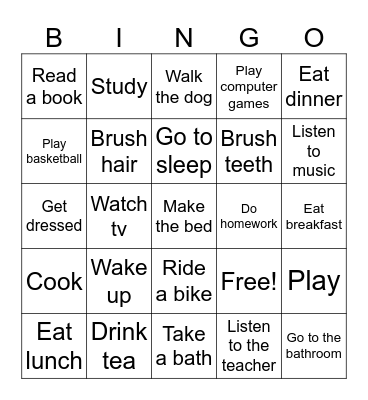 Daily Routines Bingo Card