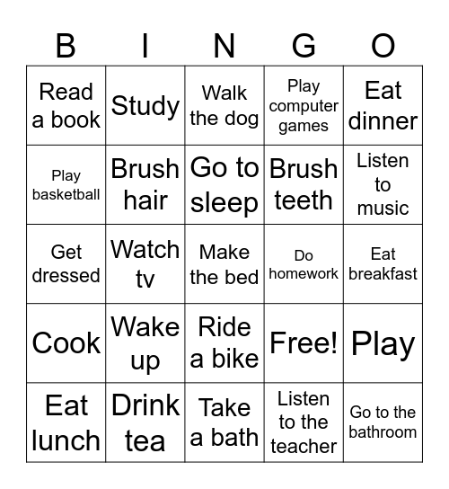 Daily Routines Bingo Card