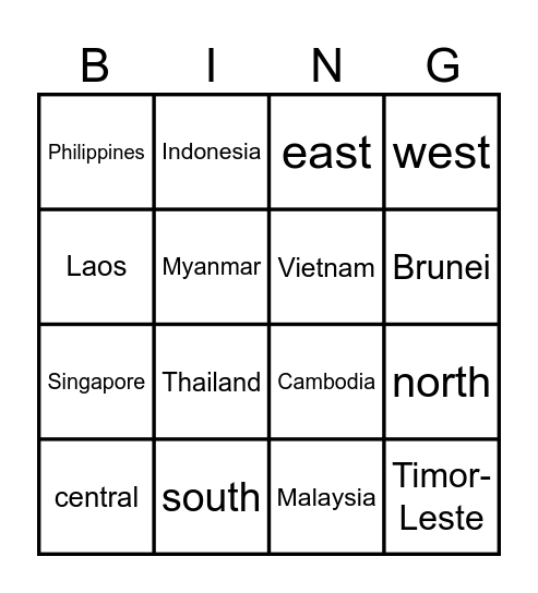 ASEAN Bingo Card