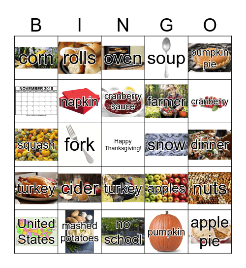 Thanksgiving Bingo Card