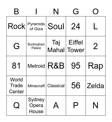 Random stuff! Bingo Card