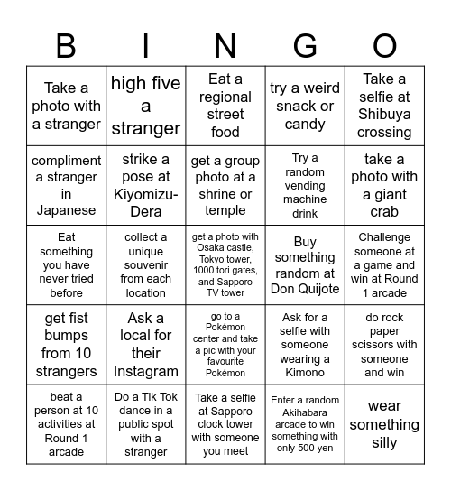 GOOD GC JAPAN BINGO Card