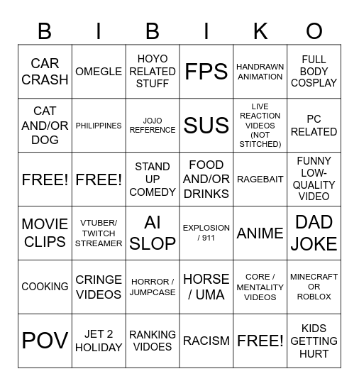 BIBIKO Bingo Card