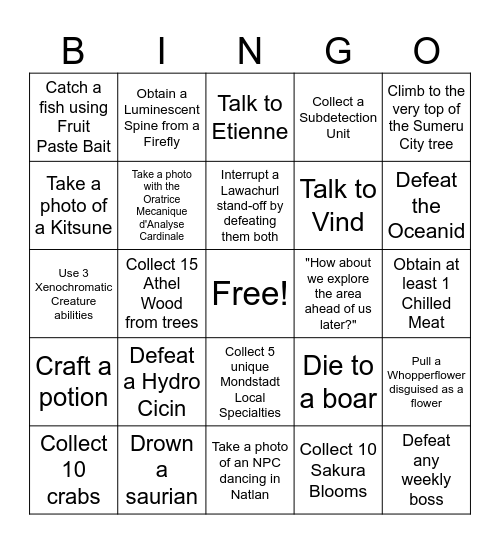 good luck :3 Bingo Card