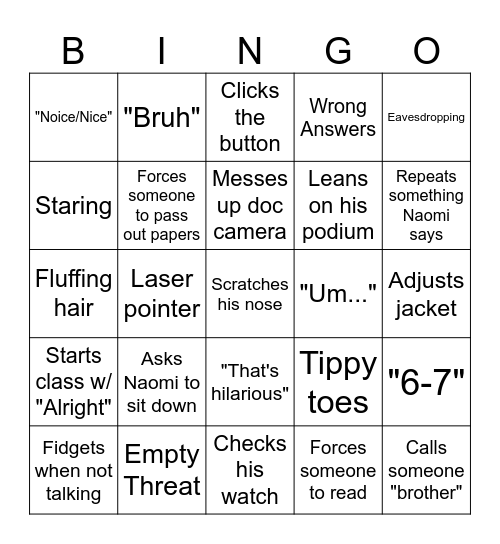 McGaha Bingo Card